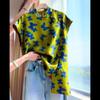 Camisa de Manga Corta con Estampado de Mariposas Estilo Chino Nuevo 2025 Verano Lujo Accesible Alta Gama Tallas Grandes Tops de Mujer Trendy