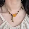 Novo Colar Máscara de Raposa Original Estilo Chinês, Joias da Moda Estilo Nacional, Design de Nicho, Acessórios com Pingente de Contas Retrô