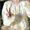 Pijama butter puppy de gola redonda para mulheres, conjunto de primavera e outono com mangas compridas e calças compridas, roupa de casa estilo cartoon de alta aparência para meninas