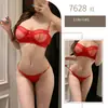 Conjunto de lingerie sexy Yeqin, estilo europeu e americano, malha de renda oca transparente, body fácil de usar 7628