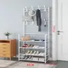 Zapatero y Perchero Multifuncional, Perchero para Ropa, Perchero de Pie, Zapatero Ensamblable de Múltiples Niveles, Estilo Simple y Moderno para Dormitorio