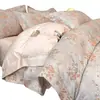 Algodón Agradable para la Piel Jacquard Tejido de Color Juego de Cama de Cuatro Piezas Funda de Edredón de Algodón Puro Funda de Almohada Sábana Plana Sábana Ajustable Juego Doble para el Hogar de Cuatro Estaciones