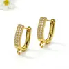 Acessórios Versáteis e Simples para Brincos em Formato U Banhados a Ouro 18K de Cobre com Pedras de Diamante para Mulheres DIY Ganchos para Brincos de Pérola Joias