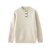 Camiseta base de cashmere de cor sólida com três botões, estilo espesso para outono e inverno, para bebês meninos e meninas, suéter de cashmere infantil