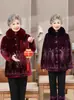 Ropa de algodón acolchado de invierno para ancianos, Ropa de algodón acolchado de invierno de la abuela, Chaquetas de terciopelo gruesas con cuello de piel para madres, Chaquetas de algodón acolchado para mujeres