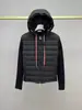 Chaqueta con capucha de punto patchwork bordado M Mengjia para hombre, cálida, moderna, ajustada, casual