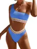 Bikini Sexy de Corte Dividido 2025 Tie-Dye Color Puro para la Costa Nuevo Bikini de Baño Europeo y Americano Estación Independiente Amazon