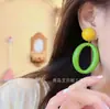 Pendientes de Bloques de Color Estilo Óleo Francés Estilo Retro Hong Kong, Clips para Orejas, Clips para Orejas sin Perforar, Clips para Orejas Estilo Hong Kong, Palabras Clave de Tendencia