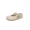 Apertura poco profunda, ropa de abrigo, doble hebilla, otoño, para mujer, 2026, suela suave, punta cerrada, tejido, media zapatilla, zapatilla tipo mula, Mary Jane, con plataforma oculta