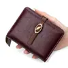 Carteira feminina curta de novo estilo, couro oleado, moderna, com múltiplos compartimentos para cartões, carteira multifuncional, porta-cartões, porta-moedas e bolsa de armazenamento