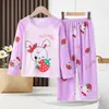 Pijama Infantil de Primavera y Otoño, Manga Larga y Pantalón Largo, Estilo Caricatura Lindo para Niñas, Estilo Holgado y Delgado para Niños, Ropa de Casa para Niños Mayores