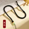Collar de Cuerda Redonda Pequeña Tejido a Mano con Colgante de Cuenta de Jade Cordón DIY Ajustable Cadena para Suéter de Ámbar Cordón de Colgante de Jade