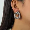 Brincos de Argola Dupla Estilo Europeu e Americano, Moda Minimalista de Nicho, Brincos Versáteis e de Alto Padrão, Luxo Leve, Brincos com Design Único e Estiloso