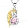 Nuevos Productos Europeos y Americanos Transfronterizos, Moderno y Elegante, Colgante de Éxito Instantáneo, Collar para Mujer, Cadena para Clavícula de Unicornio, Regalo del Día de la Madre