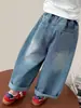 Nuevos Jeans Bordados de Dibujos Animados para Niños Otoño 2026 Estilo Coreano Elegantes Pantalones Papá para Niñas, Ropa Infantil al por Mayor