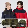 Macacão de montanhismo integrado e espessado à prova de vento e frio jaqueta quente para atividades ao ar livre uniforme de equipe de trabalho com logotipo personalizado vestuário externo masculino e feminino