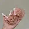 Presilha de Cabelo Nova Estilo Coreano para o Início da Primavera com Flores de Rosa em Renda Rosa para Mulheres, Presilha Jacaré Suave e Versátil, Acessório de Cabelo Atmosférico