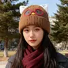 2025 Nuevo Lindo Sombrero de Gato con Orejas y Gafas para Mujer Otoño e Invierno Cálido Protección para los Oídos Sombrero de Punto que Muestra la Cara Pequeño Sombrero de Lana para el Frío