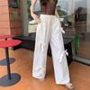 Pantalones casuales con lazo gris claro de estilo retro para mujer, ropa de trabajo fina de verano, pantalones largos holgados de pierna ancha y rectos para bailar