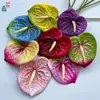 Anthurium Moderno Sin Rociado Goma Suave Palma Grulla de Fuego Flor de Centro Comercial Pared de Flores Paisajismo Flores Artificiales Arreglo Floral para Boda Flores Decorativas de Seda