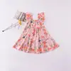 Novo vestido de retalhos de algodão e seda para crianças mais velhas com mangas bufantes, vestido regata, roupa de apresentação infantil, saia longa para meninas