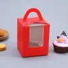 Caja de Muffin Portátil a Prueba de Polvo con Apertura de Ventana Caja Transparente para Pastel Caja de Embalaje Snack Postre Repostería Taza de Papel para Hornear