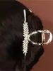 Pinza de Tiburón para el Cabello con Forma de Espiga de Trigo Estilo Coreano Electrochapada en Aleación para Mujeres, Accesorio para el Cabello Fresco y Dulce para la Parte Posterior de la Cabeza