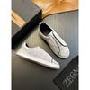 Nuevos Zapatos Deportivos de Cuero Genuino de Gama Alta de European Station, Zapatos Casuales Blancos, Zapatos Slip-On Ligeros y Transpirables con Elástico Cruzado