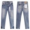 Amir1 Marca Americana de Moda de Rua Jeans Skinny Reto Purp1E com Grafite Salpicado de Tinta, Rasgos e Furos, Calça Jeans Justa