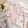 Amazon Ropa Infantil Estilo Europeo y Americano Primavera Día de San Valentín Estampado de Corazón Waffle Mono con Cremallera y Set de Diadema