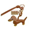 Bolso de Cuero Dachshund Chocolate de Moda Accesorio Colgante DIY Llavero Correa Creativo Portallaves