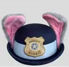 Judy Coelho Policial cos Chapéu de Desenho Animado Chapéu Alto Infantil Faixa de Cabeça Orelhas de Coelho Parque de Diversões Chapéu de Bebê Acessórios de Cabelo Mulheres
