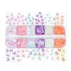 Lentejuelas de Arte de Uñas Mariposa Flor Coloridas Intermitentes de 12 Cuadrículas Brillo Colorido Sirena de Alto Brillo Parches de Joyería para Uñas DIY