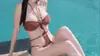 Traje de baño de una pieza estilo coreano Ins 2027 con escote en V sexy, cuello halter, diseño de corte, espalda hermosa, traje de baño de una pieza adelgazante para mujer