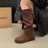 Botas de Montar Largas Chuyuji de Gamuza Pequeña con Tacón Apilado Calzado para Mujer 2026 Nuevas Botas de Media Pantorrilla Otoño Invierno