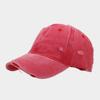 Boné de Baseball Rasgado com Acabamento Desgastado e Logo Personalizado, Estilo Transfronteiriço, Bordas Desfiadas, Acabamento Lavado, Proteção Solar, Texto Impresso, Viseira, Boné Viseira para Proteção Solar