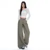 Jeans Feminino Wide Leg Casual Solto com Caimento Cor Café Transfronteiriço Retro Maillard Lavado Cintura Baixa 2026 Outono Nova Chegada