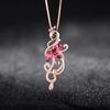 Collar de plata para mujer, colgante de plata japonesa y coreana, colgante de hoja, colgante de rubí, joyería de plata y oro rosa de 18 quilates