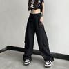 Pantalones de Calle Estilo Bf para Mujer, Pantalones Cargo Retro Americanos de Verano, Pantalones Largos de Pierna Recta, Pantalones Casuales Adelgazantes de Cintura Alta, Estilo Ins