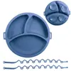 Alimento Complementario Infantil Transfronterizo Vajilla de Silicona Cordón Plato para Cenar Babero Bebé Tazón Complementario Ventosa Tenedor Cuchara Bebé Aprende a Comer