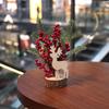 Mini árbol pequeño de Navidad para escritorio, decoración de Año Nuevo, árboles pequeños de frutos rojos con borde cruzado.