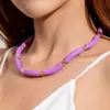 Moda Transfronteriza Europea y Americana Pulsera y Collar de Cuentas de Bambú Coloridas Set de Joyería Dopamina Versátil de Acrílico para Mujeres
