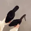 Mules de tacón alto con punta elegante, peludos, a la moda para otoño e invierno, adelgazantes, nuevo modelo 2026, tacones de aguja sexys