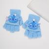 Guantes de otoño e invierno de color fresa con diseño de oso de dibujos animados, forro polar coral, cálidos, para exteriores, de cinco dedos, bonitos, para niños.