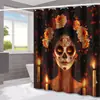Cortina de ducha de Halloween Transfronteriza Calavera de azúcar Fantasma Impermeable Antimoho para Baño Cortina de ducha para el hogar Cortina de ducha para partición de baño