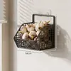 Estante de almacenamiento de pared para cocina, no requiere taladro, para guardar cebollas, jengibre y ajo; cesta de verduras de gran capacidad; estante colgante multifuncional