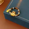 Fantoche de Desenho Animado Pedra Olho de Tigre Saco da Sorte Anel Elástico Moda Doce Celebridade da Internet Temperamento Brincalhão Joia de Nicho para Mulheres