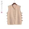 Abrigo Tang sin mangas estilo chino para personas de mediana edad y mayores, chaleco delgado vintage, hombro para hombre, verano, holgado, chaqueta mandarín, top, camiseta para hombre
