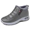 Zapatos de invierno para mujer con forro de felpa, botines cortos de cuero cálidos, mocasines de suela suave, zapatos para madres de mediana edad y mayores, botas de nieve, zapatos de algodón de color liso