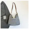 Bolso de Rayas Nuevo de Moda Casual Estilo Perezoso Moda Femenina Chic para Ir al Trabajo Bolso de Hombro Único Bolso Cruzado de Tela para Mujer
